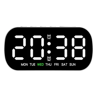 Adjustable Brightness Digital Alarm Clock Date Time Display Custom Logo Desktop Bedside Table for Bedroom/Office Modern Design
