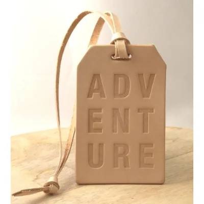 OEM tan leather luggage tag for travel identification