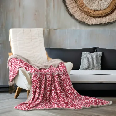 FY Burnt Red Raschel Blanket Skin-Friendly Coral Velvet Soft Warm Sofa Bed for Home Office Multipurpose Blanket