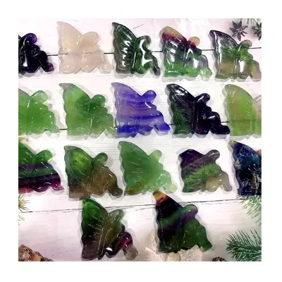Natural Crystal Fluorite butterfly fairy for Christmas Crafts