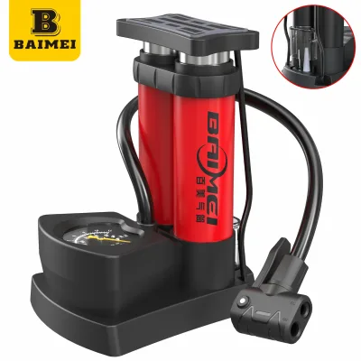 Portable High Pressure 120psi Steel Foot Pump with Gauge AV/FV/DV Valve Compatibility Durable Design for Road & Mountain Bikes