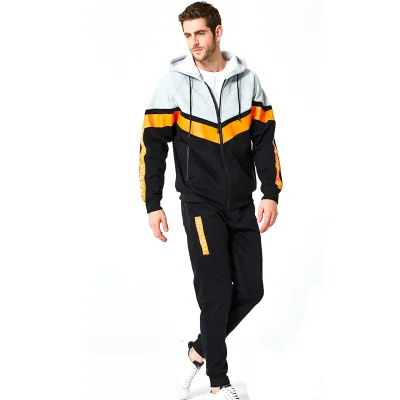 Trendy Fitness Training Wear Mens Comfort Fashion Color Block Tracksuit Hoodies Training Wear