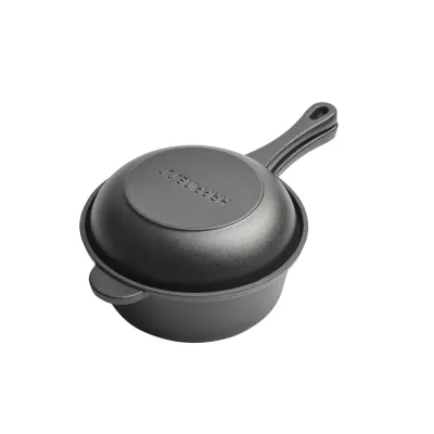 Cast Iron 18cm Dual-purpose Pot Uncoated and Rust Resistant Enamel Pot Kitchen Dual-purpose Frying Pan Milk Pot