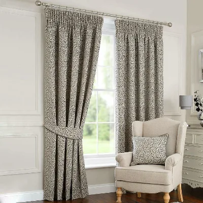 Funky Grey Lined Pencil Pleat Curtains