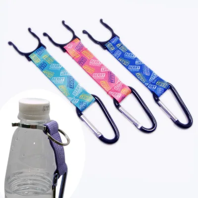 Custom Logo High Quality Polyester Key Fob Strap Carabiner Metal Bottle Holder Key Chain for Business Promotions PVC Material