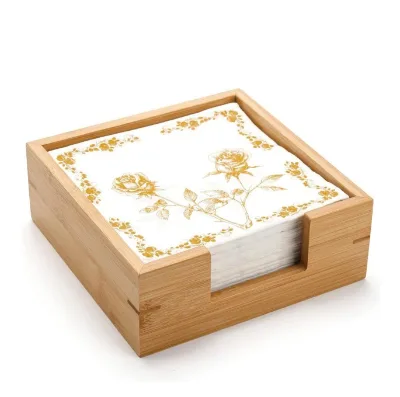 Wholesale Bamboo Napkin Holder Square,7.5x7.5x2.5 Inch Wood Napkin Tray,Wooden Guest Towel Holder for Kitchen Table Countertop