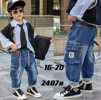 Hot Selling Kids Clothing Casual Style Kids Jeans Long Stone Washed Kids Boys Cargo Jeans Pants