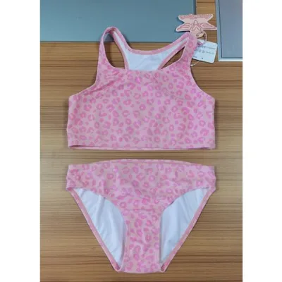 Custom logo two piece print children's swimwear