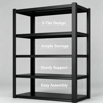 Multipurpose Customizable Steel Shelving Metal Shelf Unit Strong Frame for Garage Basement Commercial Goods Placing Application