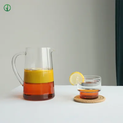 Glass Carafe with Handle Custom Hand Blown Colored Glass Pitcher Tea Pot Heat-resistant Glass Carafe Suitable for Hot Cold Water