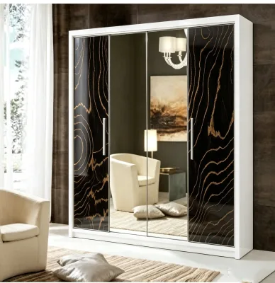 Woodgrain Steel Metal Almirah 3 Doors 2 Drawers Mirror Design Wardrobe Home Bedroom Clothes Storage Supplier