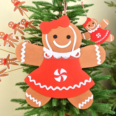 Beautiful Gingerbread Man Christmas Tree Hanging Ornaments Plastic & Wood Eco-Friendly Durable Wholesale From Factory