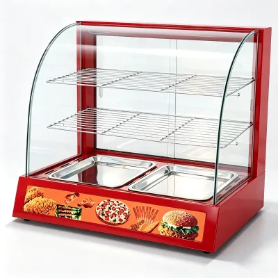 Electric Curved Glass Warming Showcase Burger Display Warmer Machine Counter for Kitchen Food Display Warmer
