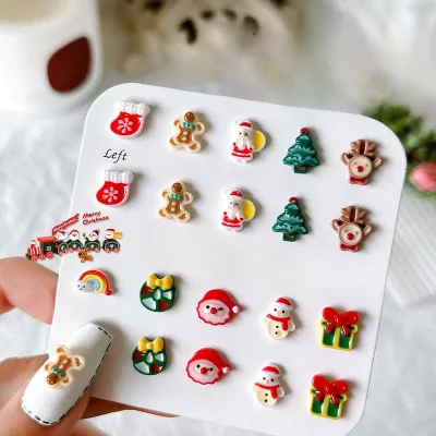 Hot 3D Luminous Nail Decoration Resin Nail Charm Cute Christmas Resin Nail Charms
