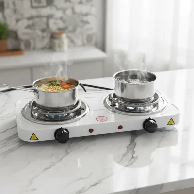 Dual Coil Portable Countertop Stainless Steel Electric Heating Cooktop Stove