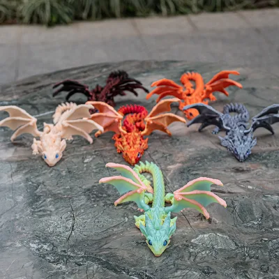 Hot Selling 3D Printed Flying Dragon Toy Creative Hand-Made Figure Statues Unique Flying Dragon Joint Ornament and Crafts