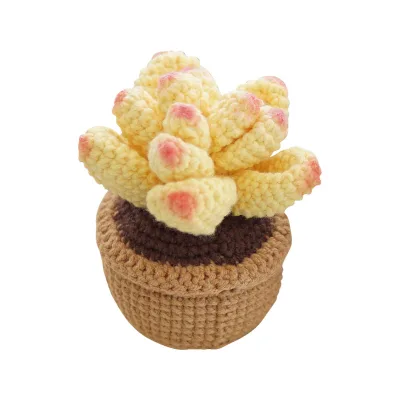 Hand Knitted Artificial Succulent Bonsai Crochet Gifts Plants Flowers Potted Living Room Home Table Office Party Decoration