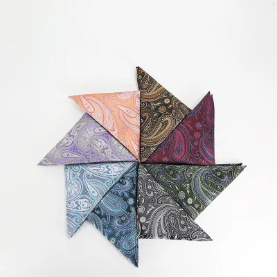 Jacquard Woven Pocket Squares for Men Fashion Handkerchief Custom Paisley Handkerchief for Men
