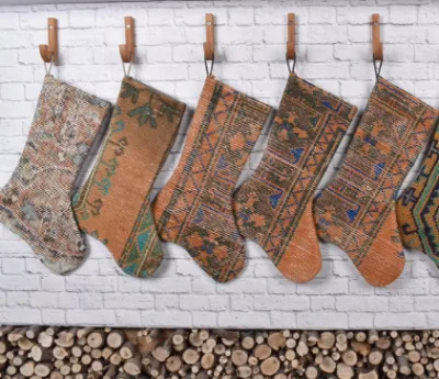 Rustic Vintage Kilim Stocking Xmas Sublimation Blank Christmas Stocking Family Printed Polyester Christmas Stocking