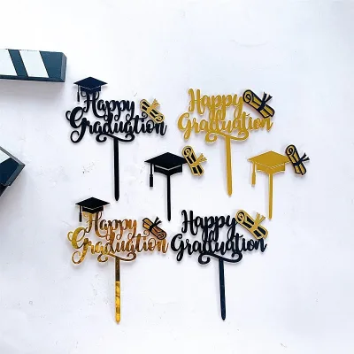 Acrylic Graduation Cap Shape 11cm Graduation Season Student Commencement Cake Topper Insert Internet-Famous Decoration