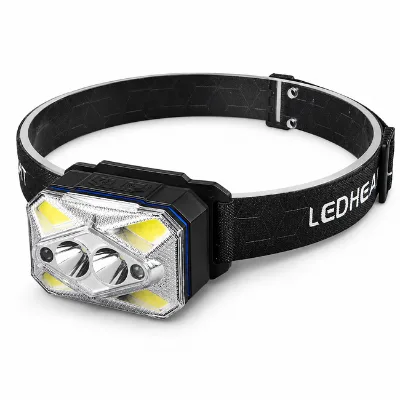Rechargeable IP44 Waterproof Headlamp 6000K Daylight LED USB Charging Durable ABS Construction for Outdoor Hiking Reading