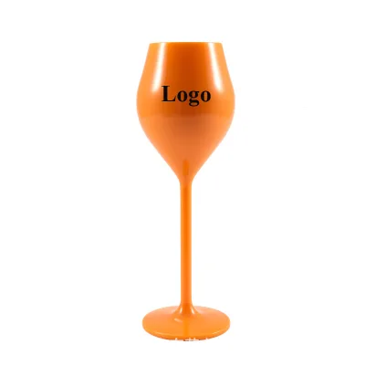 Custom Logo Printed Reusable Plastic Champagne Wine Glasses with Mix Color for Household Parties