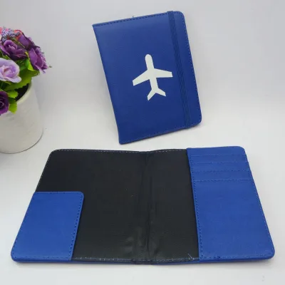 Custom Logo Faux Leather Passport Holder Case with Elastic Strap Slim Portable Travel Wallet