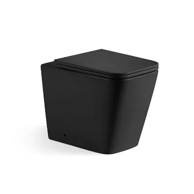 Stylish Black Rimless Floor Mounted Toilet One-piece Toilet with Anti-slip Base Silent Operation Suitable for Family Hotels