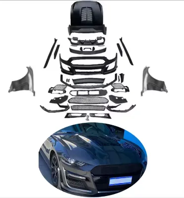 High Quality Body Kit for Mustang 2018 Upgrade to GT 500 Shelby Front Bumper Side Skirt Rear Bumper Diffuser Pipe Hood Fender