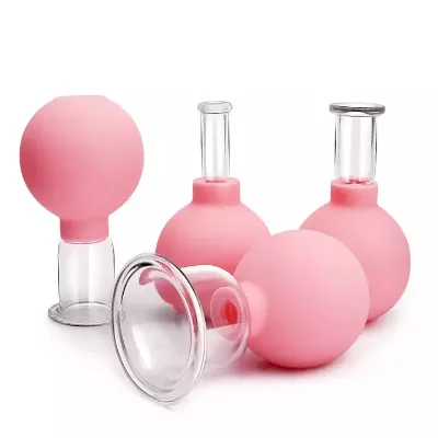 1/6 Facial Cup Silicone 4 Pieces Eye Vacuum Massage Chinese Glass Cupping Set for Face