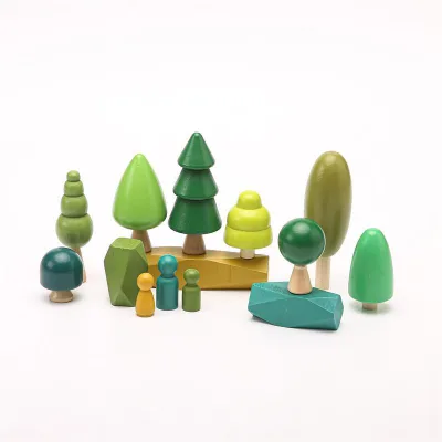 Wooden Balance Building Blocks Forest Stacking Game 14Pcs for Kids