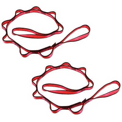 2PCs Heavy Duty Solid Nylon Strong Adjustable Climbing Straps & Daisy Chain (105cm Red) for Outdoor Sport Camping