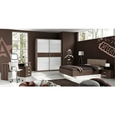 Modern Design Home Apartment Bedroom Completed Set Wooden MDF Sliding Door Wardrobe Closet Night Stand Double Bed