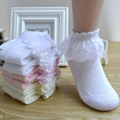 1-12Y Cute Casual Princess Lace Socks for Children Breathable Knitted Baby Socks With Mesh Ruffles Summer Infant Stockings