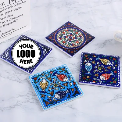Art Craft Graphic Cork & Ceramic Heat Resistant Coaster and Hot Pad Combo, Two-in-One Cup Mat
