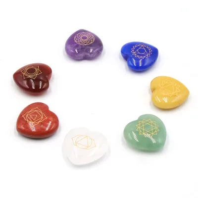 Rainbow Heart Symbol Love Theme Agate Stone Set of 7 Heart-Shaped Decorative Pieces-Housewarming Gift Direct Cross-Border Sales
