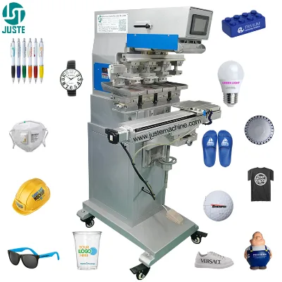 4-Colour Servo Pad Printer Transverse Slide Closed Ink Cup Automatic Pad Printing Machine for Garment Tagless Clothes Clothing