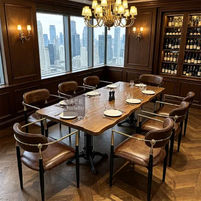 Modern Luxury Leather Dining Chair With Armrest Black Wood Leg Gold Metal Arm Accent Dining Chair for Restaurant Home Kitchen