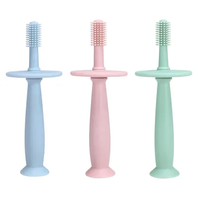 Food Grade Silicone Baby Training Toothbrush Suction Base Infant Teething Brush Tongue Cleaner
