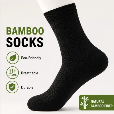 Hot Sale Anti-Odor Breathable Eco-Friendly Grid Crew Natural Bamboo Viscose Fiber Socks