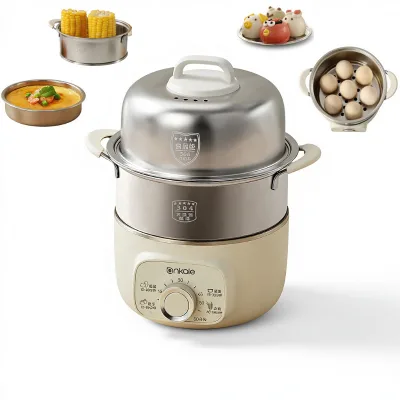 CE CB Stainless Steel Egg Boiler Compact Food Steamer 7 Egg Capacity Best Egg Cooker for Hard Boiled Eggs with Auto Shut-Off.