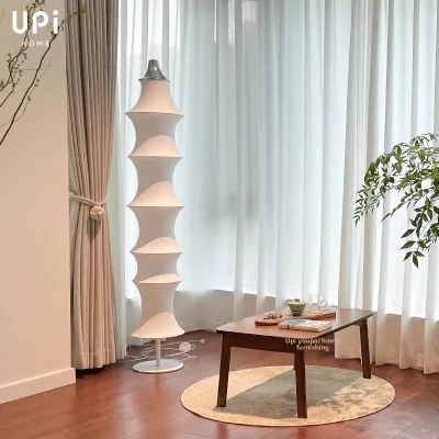 Mid-Century Inspired Wabi-Sabi Style Silk Floor Lamp LED Light Glass Base Warm Light for Living Room Bedroom Chinese-Style
