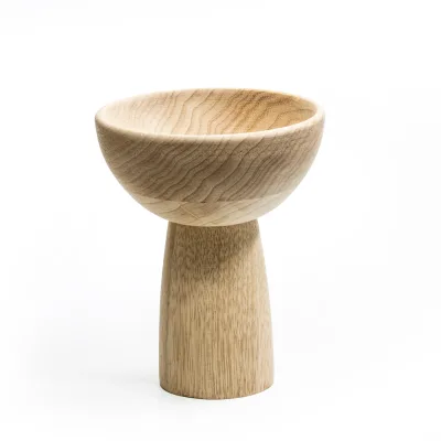 2025 Wood Turned Pedestal Bowl Handmade Wooden Fruit Bowl Table Kitchen Decor Wood Decorative Bowl