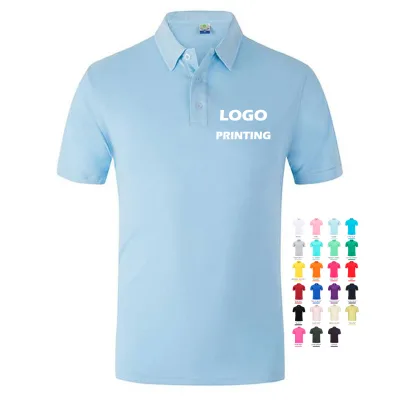 Men's Casual Style Short Sleeve Grey Polo T-Shirts Printed Golf Shirts with Tipping Collar & Cuff Drop Shipping 1pc