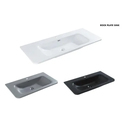 Modern Design Square Integrated Artificial Stone Countertop Basin Thin Edge Bathroom Cabinet with Balcony Wash Basin