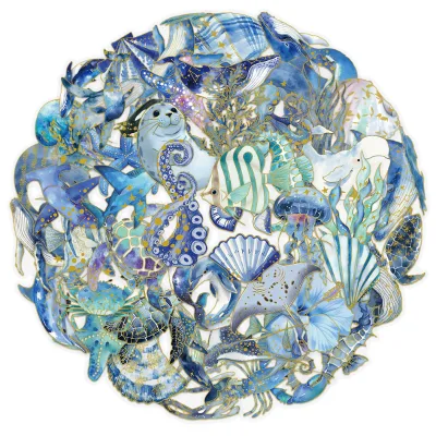 50PCS Transparent gilding sea animal marine sea dog turtle fish sticker