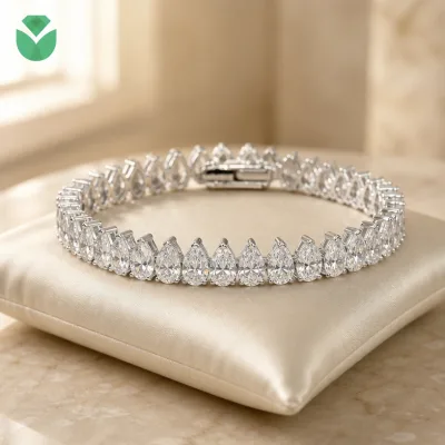 Betterstar IGI Certified Pear Cut Lab Grown Diamond Tennis Bracelet 14K 18K White Gold D VVS CVD HPHT Custom