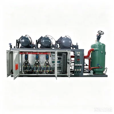 Low Noise Air Cooled Screw Compressor Unit Industrial Refrigeration System for Seafood Cold Storage Warehouse