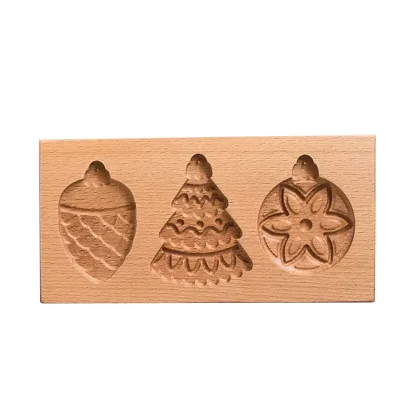 Engraved Embossing Cookie Cutter Christmas Ornaments Pattern Wooden Pierniczki Gingerbread Wooden Cookie Mold