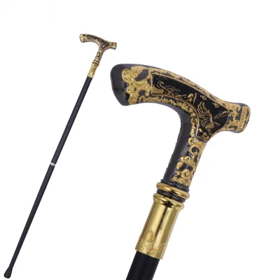 GAOBO Luxury Black Gold Eagle-Decorated Aluminum Handle Cane 113kg Load Capacity Elegant Fashionable Party Role-Playing Cane